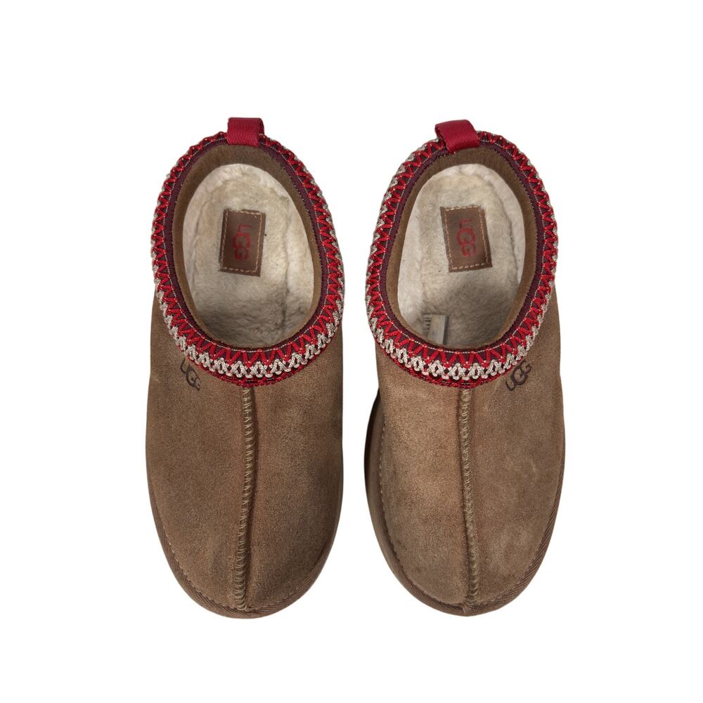 UGG Tasman Slippers Girls Size 2 Brown Suede Fleece Lined Platform - Picture 3 of 8